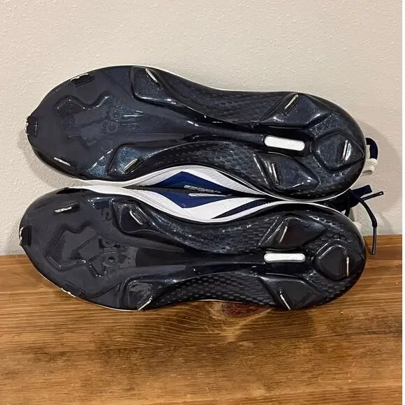 Adidas Icon Mens Size 7.5 Baseball Cleats Navy Blue White Metal Spikes Low Top - Picture 7 of 8